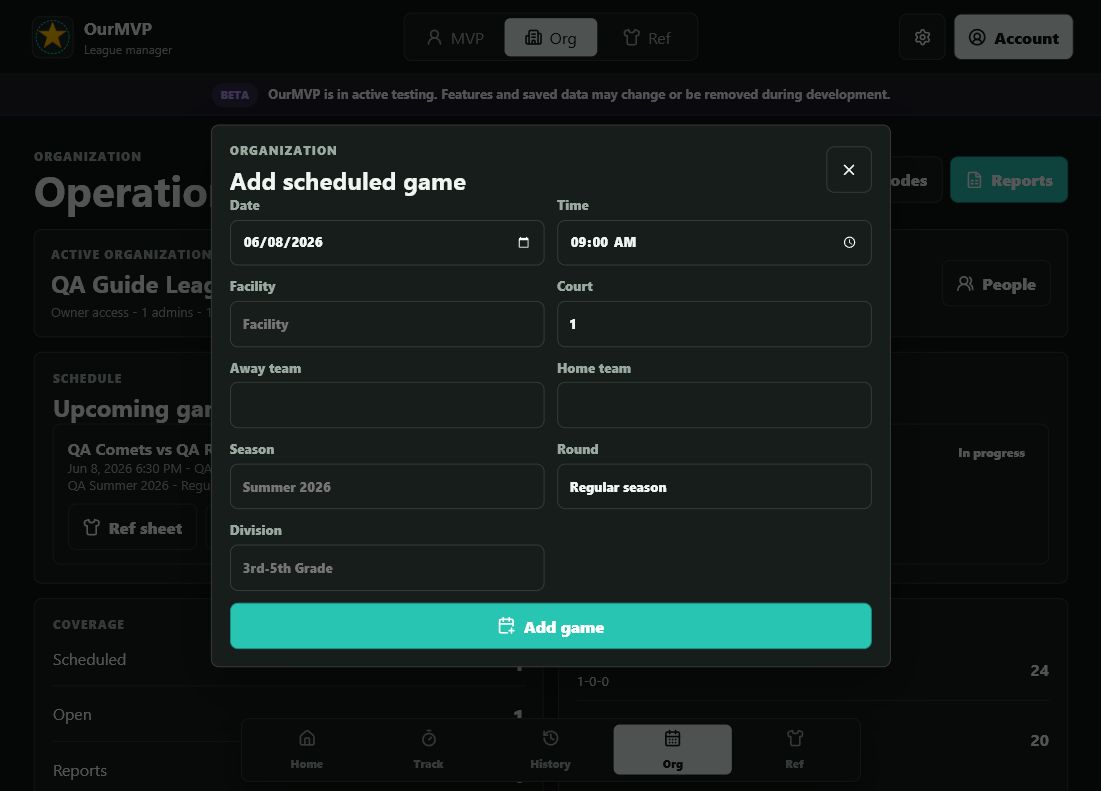 Add scheduled game