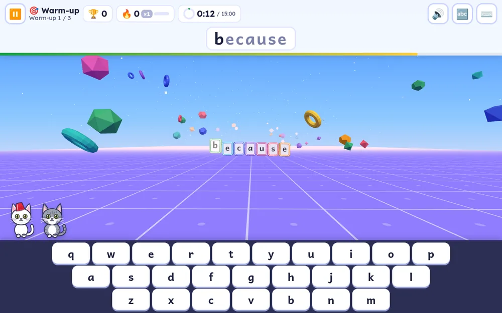 A Daily Challenge warm-up round in Word Blaster