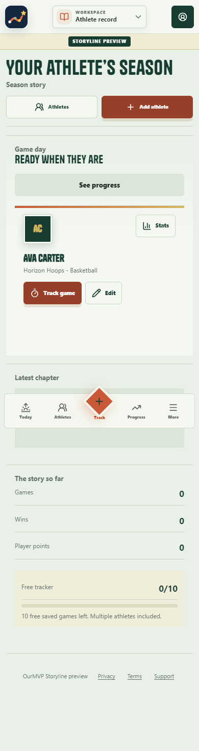 Storyline athlete record