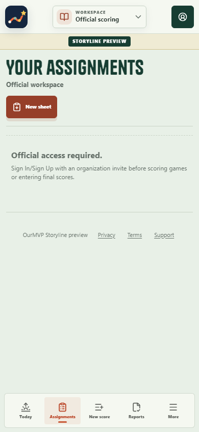Storyline official scoring workspace